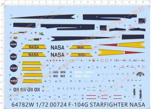Detail Up 1/72 USAF F-104G Starfighter NASA Markings Water Slide Decal 64782W 07FC0E-D4 - KOEEK