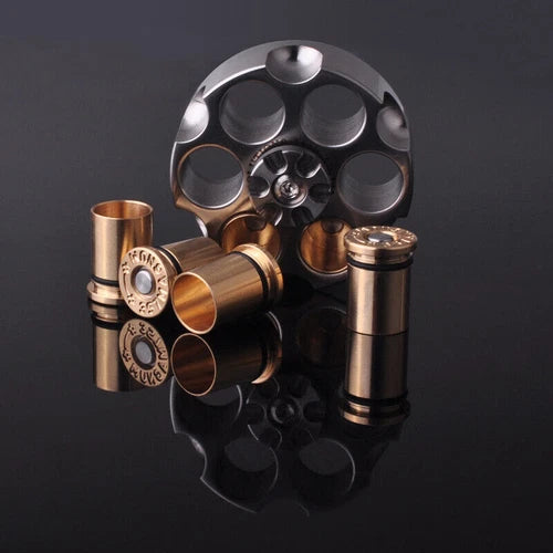 Stainless Steel Revolver Finger Spinner Hand Fidget Pocket EDC ToyTopBullets 07FC0E-D4 - KOEEK
