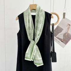 Silk Mulberry 150X16cm Scarf Women Neckerchief Wrap Shape Totem Print 07FC0E-D4 - KOEEK