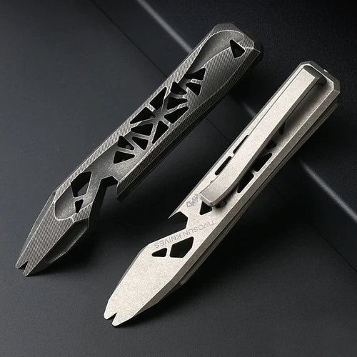 TWOSUN Titanium Alloy Hollow Out Pry Bar Crowbar Opener Pocket EDC Multi Tools 07FC0E-D4 - KOEEK