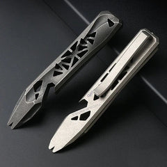 TWOSUN Titanium Alloy Hollow Out Pry Bar Crowbar Opener Pocket EDC Multi Tools 07FC0E-D4 - KOEEK