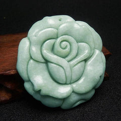Green Jade Flower Pendant Rich Necklace Hand-carved Exquisite Fashion Jewelry 07FC0E-D4 - KOEEK