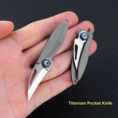 Mini Titanium Foldable Blade Knife Opener Outdoor Camping Pocket EDC Keychain 07FC0E-D4 - KOEEK