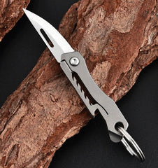 Titanium Mini Knife Keychain Folding Knife Bottle Opener Tool Outdoor Pocket EDC 07FC0E-D4 - KOEEK