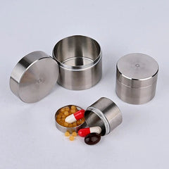 Stainless Steel Portable Pill Case Box Waterproof Round Pill Organizer Container 07FC0E-D4 - KOEEK