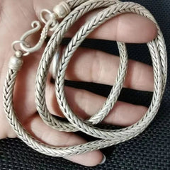 Vintage Tibetan Silver Necklace Braided Ethnic Chinese Antique Jewelry Gift 07FC0E-D4 - KOEEK