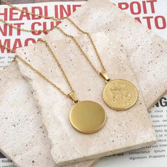Gold Plated Stainless Steel Constellation Horoscope Zodiac Sign Pendant Necklace 07FC0E-D4 - KOEEK