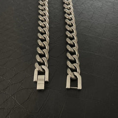 Pure Titanium Necklace 10.5mm Grinding Six Faced Cuban Chain Anti Allergy 23.6" 07FC0E-D4 - KOEEK