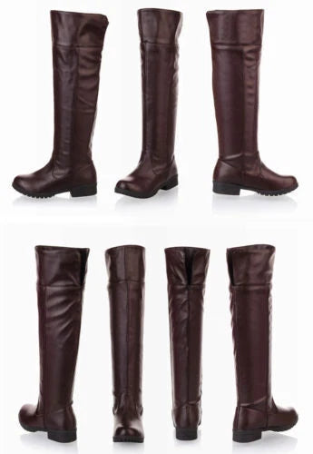 Attack On Titan Shoes Unisex Boots Flat Knee High Stretch Cosplay Riding Boot 07FC0E-D4 - KOEEK