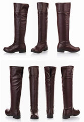 Attack On Titan Shoes Unisex Boots Flat Knee High Stretch Cosplay Riding Boot 07FC0E-D4 - KOEEK