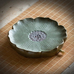 Crude Pottery Tea Tray Lotus Design Ceramic Water Draning Reservoir Serving Tray 07FC0E-D4 - KOEEK