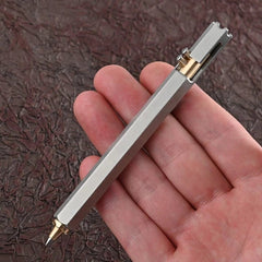 Stainless Steel Brass Bolt Action Ballpoint Pen EDC Pocket Signature Writing Pen 07FC0E-D4 - KOEEK