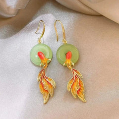 Chinese Style Feng Shui Koi Fish Earrings Studs for Women 07FC0E-D4 - KOEEK