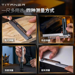 Titanium Alloy Ultralight Metric Ruler Measurement Ruler Math Portable EDC Tools 07FC0E-D4 - KOEEK