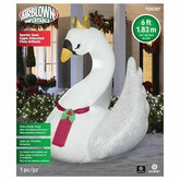 GEMMY 6FT SWAN Christmas Airblown Inflatable w Metallic Wings Lighted Yard Decor GEMMY - KOEEK