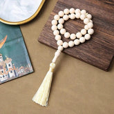 Bodhi White Jade Bracelet Buddha Beads Unisex Tassel Hand String Chinese Style 07FC0E-D4 - KOEEK