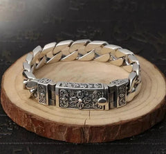 Hot Men's Gift Solid Copper Heavy Thick Cuban Chain Retro Bracelet Boy 07FC0E-D4 - KOEEK