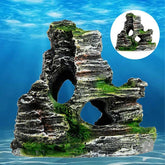 Aquarium Ornament Rockery Hiding Mountain Cave Home Fish Tank Decor Resin RESIN - KOEEK