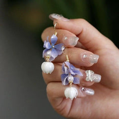Lily Of The Valley Tassel Earrings Purple Chinese Style Hanfu Ear Jewelry 07FC0E-D4 - KOEEK