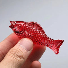 5cm Exquisite Glazed Fish Fortune and Feng Shui Ornament Auspicious Decoration 07FC0E-D4 - KOEEK
