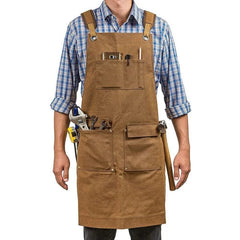Men's Apron Thick Canvas Apron Carpenter Electrician Garden Work Dress Apron 07FC0E-D4 - KOEEK