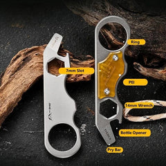 Titanium PEI Bottle Opener Pry Bar Crowbar Wrench EDC Pocket Multi Tool Keychain 07FC0E-D4 - KOEEK