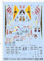 1/72 F/A-18E/F Super Hornets VFA-25 Fleet Fist Fighter Marking Water Slide Decal 07FC0E-D4 - KOEEK