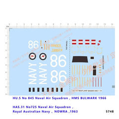 1/72 WESTLAND WESSEX HU.5 RN HAS.31 Royal Australian Navy Helicopter Water Decal 07FC0E-D4 - KOEEK
