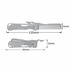 Titanium Folding Comb for Beard & Hair Styling | EDC Pocket Multi-Tools Gift 07FC0E-D4 - KOEEK