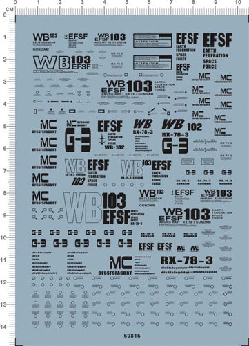 Detail Up MG 1/100 RX-78-1 RX-78-3 G3 GDM Model Kit Water Slide Decal Black 07FC0E-D4 - KOEEK