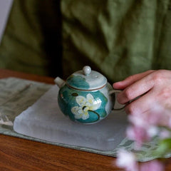 150ml Boutique Hand-painted Lotus Ceramic Tea Pot Underglaze Color Singer Pot 07FC0E-D4 - KOEEK