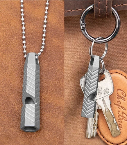 Hot Titanium Alloy Portable Keychain Treble Whistle Pendant Outdoor Survival EDC 07FC0E-D4 - KOEEK