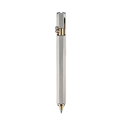 Stainless Steel Brass Bolt Action Ballpoint Pen EDC Pocket Signature Writing Pen 07FC0E-D4 - KOEEK