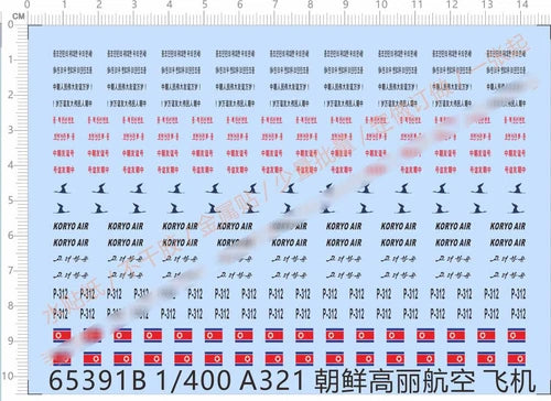 1/400 Airbus A321 aircraft Koryo Air China Airline Markings Water Slide Decal 07FC0E-D4 - KOEEK