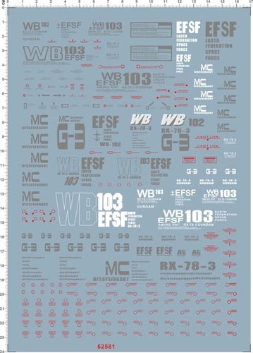 Super Detail Up PG 1/60 Scale Rx-78-3 G3 G-3 GDM Model Kit Water Slide Decal 07FC0E-D4 - KOEEK