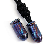 EDC 1PC Titanium Damascus Bullet Shape Knife Lanyard Bead Paracord Pendant Craft 07FC0E-D4 - KOEEK