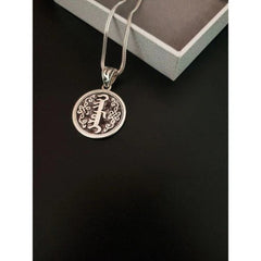 Silver Plated Mongolian Pendant Round Solid Carved Pattern Unisex Jewelry 07FC0E-D4 - KOEEK