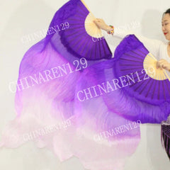 Bag Handmade Pair 1.5M Belly Dance Silk Bamboo Fan Veil Multicolor 07FC0E-D4 - KOEEK