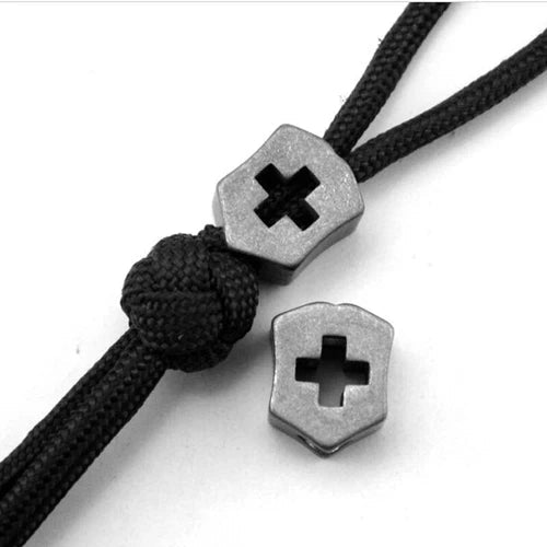 Portable Titanium Alloy Tool Paracord Pendant EDC Cross Lanyard Bead 07FC0E-D4 - KOEEK