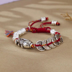 National Style Koi Fish Woven Bracelet Five Emperor s Adjustable Unisex 07FC0E-D4 - KOEEK
