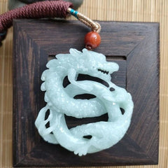 Natural Jade Dragon Pendant Necklace Nine Dragons Wealth Amulet Jewelry 07FC0E-D4 - KOEEK