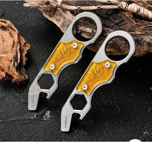 Titanium PEI Bottle Opener Pry Bar Crowbar Wrench EDC Pocket Multi Tool Keychain 07FC0E-D4 - KOEEK