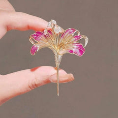 Vintage Lily Flower Brooch Enamel Lapel Pin Coat Accessory 07FC0E-D4 - KOEEK