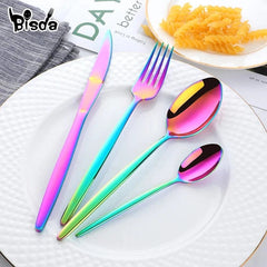 Rainbow Flatware Set Gold Cutlery Sets Stainless Steel Dinnerware Set 07FC0E-D4 - KOEEK