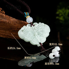 Natural Butterfly Double Sided Pendant Women Exquisite Jade Necklace 07FC0E-D4 - KOEEK