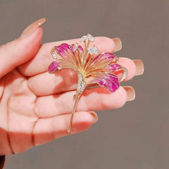 Vintage Lily Flower Brooch Enamel Lapel Pin Coat Accessory 07FC0E-D4 - KOEEK