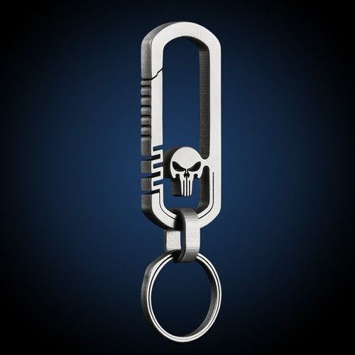 EDC Titanium TC4 Skull Keychain Carabiner w/ Key Ring outdoor Fast Hanging Tool 07FC0E-D4 - KOEEK