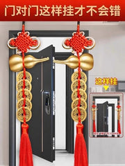 1Pair Five Emperors Money Coin Ornament Auspicious Knot Calabash Pendant Brass 07FC0E-D4 - KOEEK