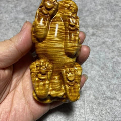 Golden Nanmu Pixiu 9.7×4.8×4.0cm Hand Carved Wenwan Random Color 07FC0E-D4 - KOEEK