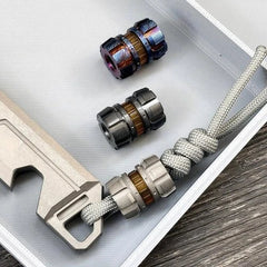 Titanium Damascus Zirconium Knife Lanyard Bead Paracord Pendant EDC Charm DIY 07FC0E-D4 - KOEEK